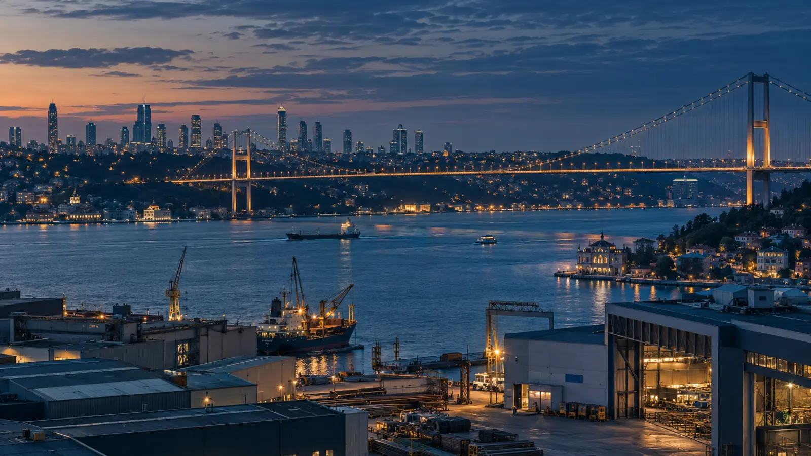 Istanbul und Industrieanlagen als Motiv für die Metallverarbeitung in der Türkei